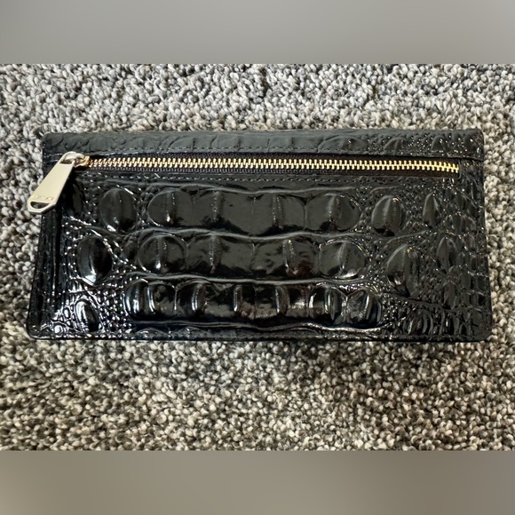 BRAHMIN Ady Slim Wallet Croc Embossed Continental Leather Black Melbourne $145 - Picture 6 of 13